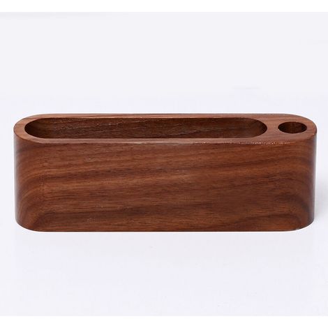 Porte-cartes de visite en bois Boîte de rangement Support de rangement de bureau Accessoires de bureau (noyer noir) (1/4)