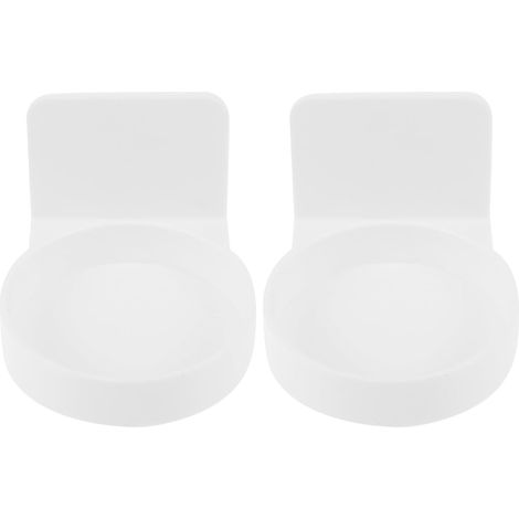 Étagère de salle bain adhésive blanche, lot 2, sans perçage, en ABS, design simple pour ranger les (1/5)