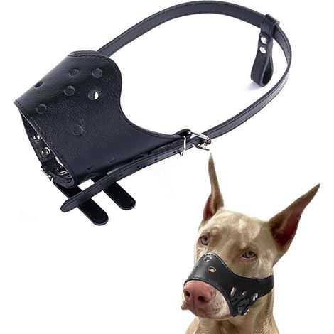 Muselière Chien Souple Réglable, Musoliaire Chien Anti-Morsure, Museliere pour Chiens, Museliere pour Les Chiens de Taille Grande, Moyenne (PU-Noir-XS) (1/5)