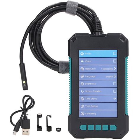 Caméra d'inspection industrielle 8mm avec écran IPS 4,3 pouces, endoscope numérique à lumière LED, câble de 10 mètres (32,8 pieds), alimentation DC 5V (1/5)