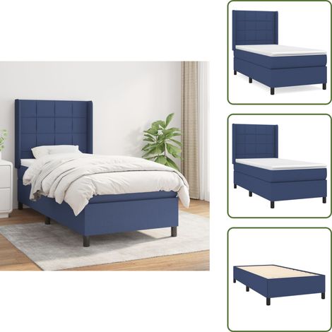 Boxspringbett mit Matratze Blau 90x200 cm Stoff - Boxspringbett - Doppelbett - Schlafraum - Bettenrahmen - Liegekomfort
