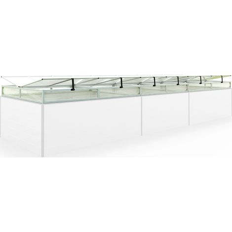 Frühbeetkasten 535x150 cm Frühbeetaufsatz Aufzucht Treibhaus, Aluminium mit Polycarbonat Doppelstegplatten, UV-beständig, inkl. Öffnungsklappen
