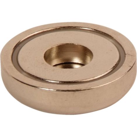 FPLUS iman neodimio atornillable 25x7 , Material	NdFeB
Fza. sujec.	aprox. 8 kg (aprox. 78,5 N)
Diámetro D	25 mm
Alto H	7 mm
Taladro d1	4,5 mm
Taladro d2	9,46 mm
Avellanado t	2,48 m