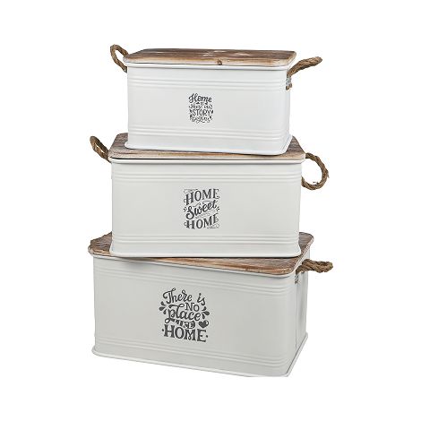 Lot de 3 caisses de rangement en métal "Loft & Metal" - Blanc - L 68 x P 35 x H 35 cm - Livraison gratuite (1/3)