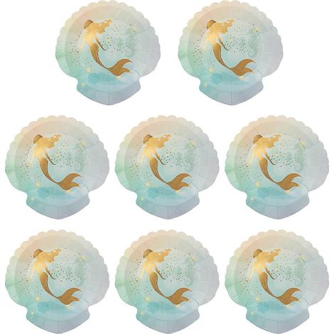 Lot de 8 assiettes jetables - Assiettes en papier violettes - Assiettes d'anniversaire - Assiettes pour fête sur le thème de l'océan-18.5X18.5X1.5CM (1/3)