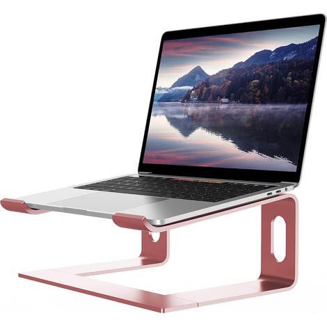 Support pour ordinateur portable de bureau, rehausseur d'ordinateur en aluminium, or rose