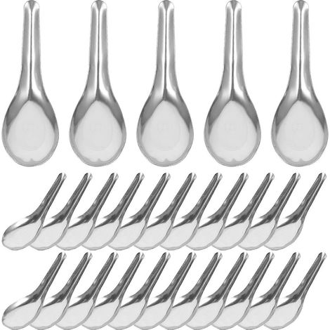 Lot de 50 cuillères en acier inoxydable, cuillères à soupe épaisses, cuillères de service, vaisselle pour la maison et le restaurant (13 x 4,2 cm) (1/3)