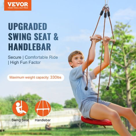 Tyrolienne pour Enfants et Adultes 19,8 m, Kit de Tyrolienne Complet Charge 227 kg, Configuration Facile, avec Harnais de Sécurité en Nylon, Siège et Guidon, pour Jardin Arrière-cour Extérieur (1/5)