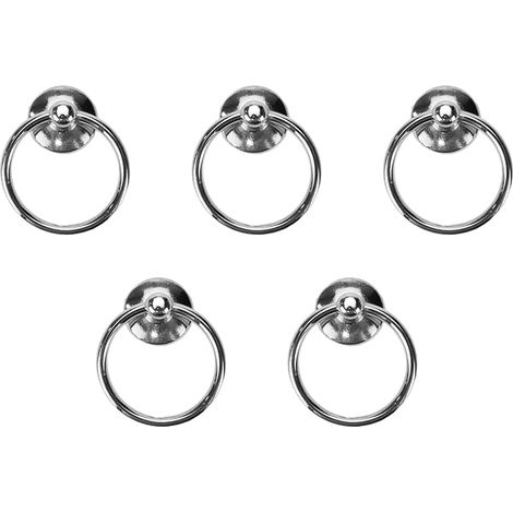 5 Stück 4,3 cm Metall-Ring-Zugknöpfe für Schrank, Kommode, Schublade, Schrank, antike Polsterung mit Schrauben (verchromt) (1/5)