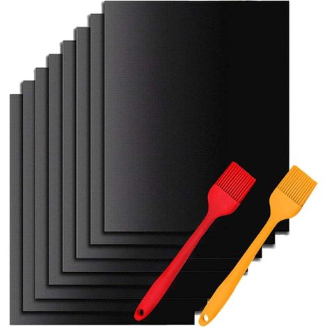 Tappetino da cucina per barbecue, teli riutilizzabili per barbecue da esterno, tappetini da cucina Plancha per barbecue a gas, barbecue a carbone Weber, nero (1/5)