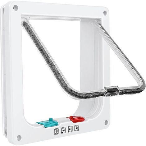 Gatera para ventanas, puertas para mascotas y puertas correderas, gatera segura con cierre de cuatro puntos, adecuada para puertas y paredes delgadas (mediana, 19 cm x 19,7 cm) (1/4)