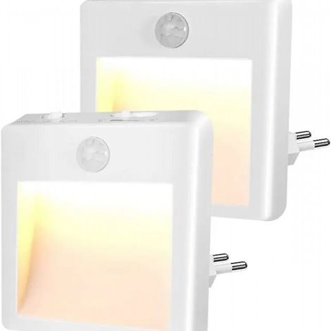 Veilleuse Prise Electriqu-Veilleuse Enfant avec Détecteur de Mouvement,Veilleuse LED(Blanc Chaud,Froid-Réglable)-Lot de 2 (1/5)