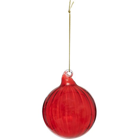 Déco Sapin Boule de Noël en Verre D 8 cm rouge strié - Feeric Christmas