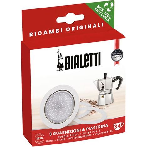 Bialetti Set de Juntas y Filtro de Aluminio para Cafetera Blanco