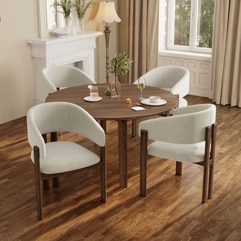 4 chaises en métal de style bois, confortables et respirantes. Parfaites pour les salles à manger, les salons, les cafés… Style moderne. Matériau : lin couleur : bois de noyer. (1/5)
