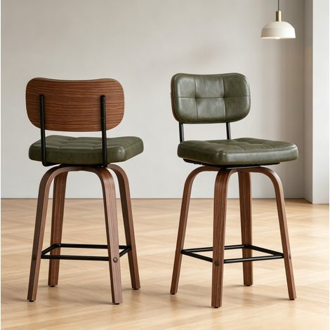 Taburetes de bar giratorios 49x43x94 cm madera y metal verde, lote de 2 – MEUBLIV (1/5)