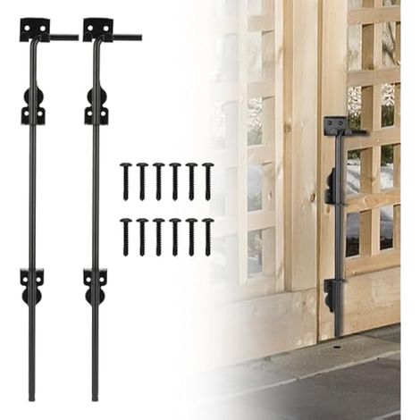 Lot de 2 loquets de porte en acier robuste de 61 cm conçus pour portails en bois, métal, vinyle ou double porte (1/5)