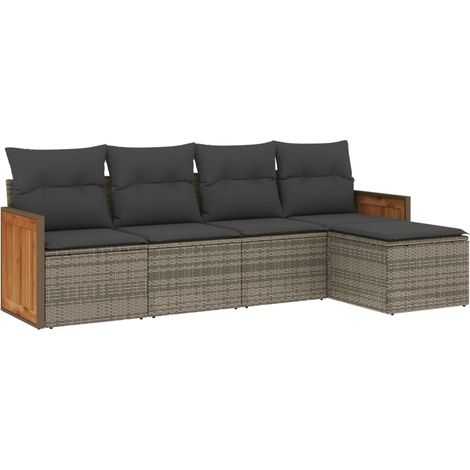 Maison Exclusive - 5-tlg. Garten-Sofagarnitur mit Kissen Grau Pol