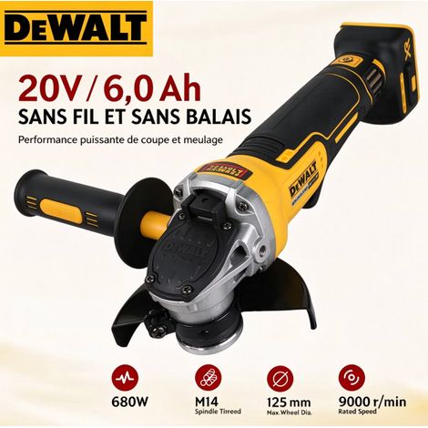 Kit meuleuse sans fil DEWALT DCG405 20V, batterie 5Ah XR + chargeur, coupe métal, ponçage, décapage (1/5)
