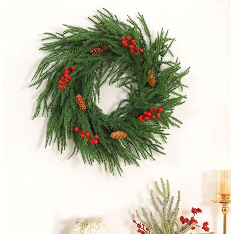 Wreath - 24 Inch - PVC - Indoor Outdoor - Front Door Wall Mantel Decoration - 1 Piece (1/5)
