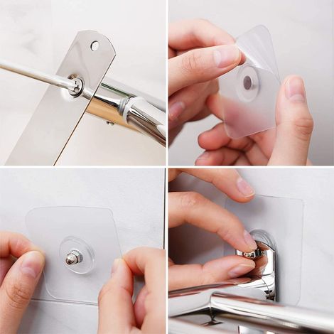 Porte-serviettes inox rétractable 3 couches adhésif sans perçage (1/2)