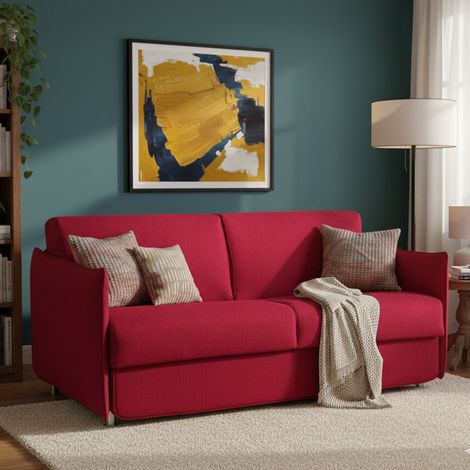 2-Sitzer Schlafsofa Trovo, abziehbar, mit Stauraum, Made in Italy, Klappöffnung, 180x95 cm, Rot (1/5)
