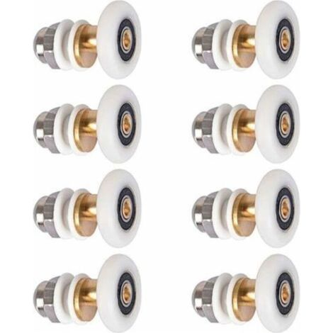 Roulette Porte Douche, Roulettes De Porte Coulissante Cabine De Douche Porte Poulies Roue De Rechange Pour Rouleau Avec Diamètre De Roues 27mm, 8 Pièces (1/4)