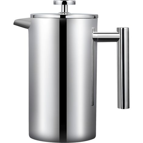 LAN Cafetière, Outils de cuisine et de salle à manger, cafetière à pression française en acier inoxydable 304, théière faite à la main, capacité: 1000ml (1/4)