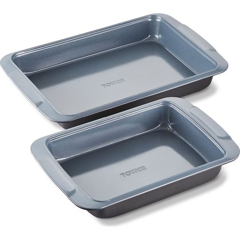 Tower Cerasure T843070 2 Piece Roasting Tray Set with Carbon Steel Construction, Graphite
