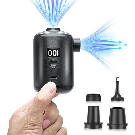 Pompe à air électrique rechargeable USB pour matelas pneumatiques et bouées - 3600 mAh, 280 l/min, compacte et portable, noire (1/5)