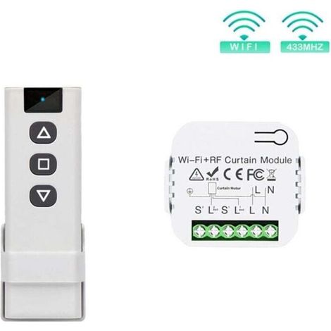 – WLAN-fähiger 433-MHz-Rollladenschalter – 2-Kanal-Fernbedienung – Reichweite der Fernbedienung bis zu 70 m – Smart-Life-kompatibel (1/5)