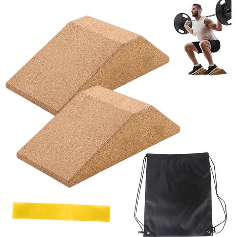 Separadores de pantorrillas de corcho antideslizantes, 2 bloques de sentadillas de corcho, bloque de sentadillas de corcho, ladrillo antideslizante, para estirar músculos y fascia (1/5)