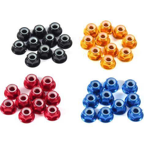 Écrous auto-bloquants M5 en alliage d'aluminium anodisé avec insert nylon, lot de 10 pièces (1/3)