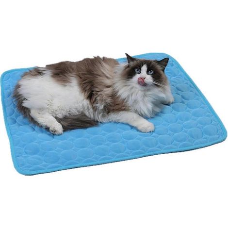 Tapis rafraîchissant pour chien et chat, bleu, 50 x 40 cm et 60 x 50 cm, coussin gel fraîcheur pour été (1/5)