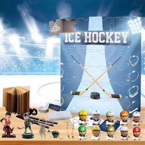 Calendrier de l'Avent sur le thème du hockey, calendrier de l'Avent de 24 jours avec compte à rebours, calendrier de l'Avent avec figurines miniatures de l'équipe, figurines de collection pour la déco (1/5)