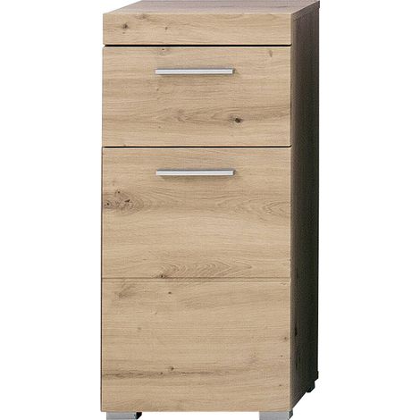 Meuble bas de salle de bains moderne 37 cm coloris chêne Nataelle (1/5)