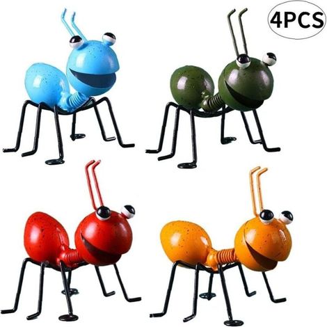 Jardin Art Métal Sculpture Ant Ornement Jardin Art De Jardin Décor Coloré Insecte Mignon pour Tenture Art Jardin Pelouse Décoration D'intérieur 4pcs Extérieur (1/4)