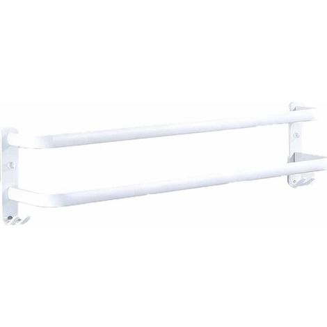 Porte-Serviettes Mural 2 Étages Porte Serviette Salle de Bain avec Crochets Porte-Serviettes Aluminium étagère Serviette pour Cuisine, Salle de Bains, Hôtel, 50 cm-DOU