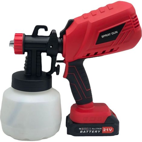 Pistolet à Peinture, 120W Pistolet à Peinture avec Réservoir 800ML, Avec batterie,Pistolet à Peinture pour Clôture, Pistolet à Peinture électrique HVLP pour Armoires, Plafonds, Clôtures (1/4)