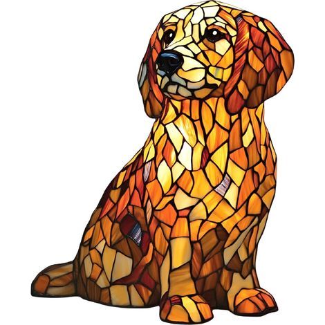 Lampe Labrador Retriever ACDANC – Veilleuse chien en vitrail, lampe de bureau LED en résine, conçue pour les amoureux des chiens, compatible avec les prises US/EU. (1/5)