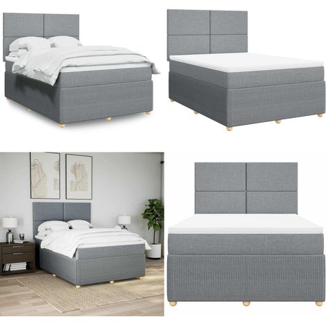 vidaXL Boxspringbett mit Matratze Hellgrau 160x200 cm Stoff (1/5)
