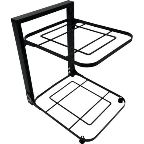 Étagère de cuisine en acier au carbone, à plusieurs niveaux, noire, porte-casseroles, deux niveaux, 36 x 24 x 7 cm / 14,2 x 9,4 x 2,8 pouces (1/5)