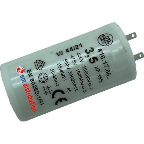 Ducati Energia – Condensateur 3,5µF pour moteur de volet roulant 10Nm – Cosses Faston 2.8mm – Durée de vie 10 000 heures – Compatible Somfy et Simu (1/3)