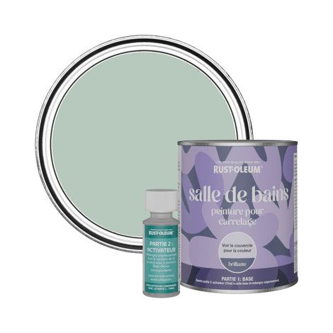 Peinture pour Carrelage de Salle de Bain, Finition Brillante - Vert d'Eau 750ml (1/3)
