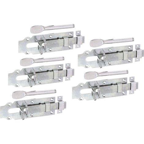 841133 Verrou porte-cadenas pour portes d'étables  droit, avec poignée plate et boucle serrée  électro-galvanisé, passivé à couche épaisse  platine 160 x 56 mm  kit de 5 (1/2)