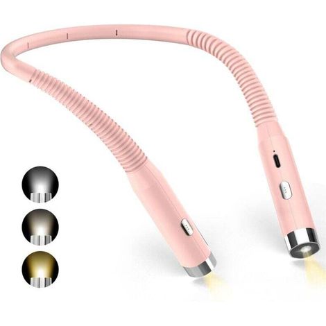 Lampe de lecture rechargeable à LED pour cou – 3 niveaux de luminosité – Bras flexibles 360° – Protection des yeux – Portable pour voyage et camping (1/4)