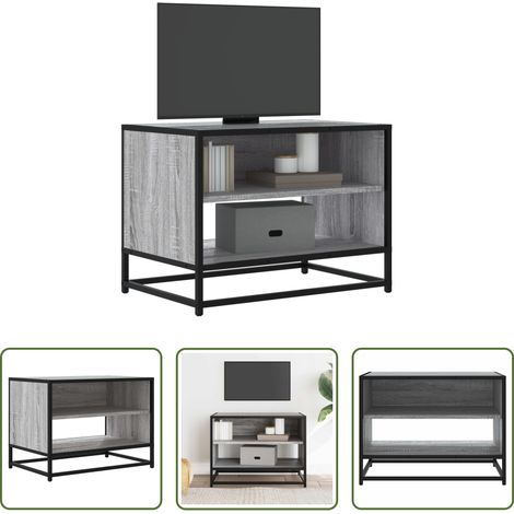 Rangement salon -  Meuble TV sonoma gris 61x40x46 cm bois d'ingénierie et métal (1/5)