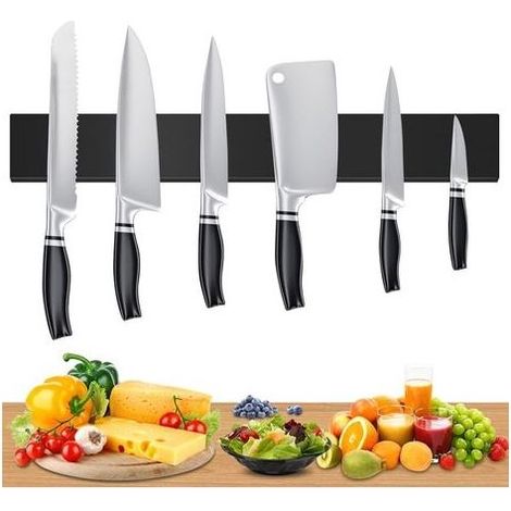 Barre Magnétique pour Couteaux,Barre à Couteaux Aimantée,40 cm,Porte Couteau Magnetique,3 Rubans Adhésifs 3M,pour Support Ustensiles de Cuisine et Outils (1/5)