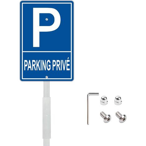 Panneau Parking Privé avec Piquet 30x20cm Aluminium Panneaux d'avertissement de Métallique Imperméable et Résistant aux UV Pour usage extérieur ou intérieur (1/5)