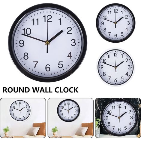 Horloge Murale Ronde - 20 Cm - Mouvement Silencieux - Cadran Blanc Chiffres Noirs - Pour Bureau École Maison Salon Chambre - 1 Pièce (1/5)